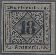 * Württemberg - Marken Und Briefe: 1851, Ziffern-Ausgabe 18 Kr. Schwarz Auf Mattblauviolett In Type II - Andere & Zonder Classificatie