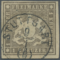 O Württemberg - Marken Und Briefe: 1865: 1 Kr. Hellgraubraun Mit Rotem Bayrischen Seidenfaden, Amtlich - Altri & Non Classificati