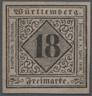 (*) Württemberg - Marken Und Briefe: 1851, Neudruck 18 Kr. Schwarz Auf Violettgrau, Ungebraucht Ohne Gum - Autres & Non Classés