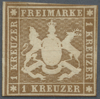 (*) Württemberg - Marken Und Briefe: 1857, Wappen 1 Kr. Dunkelbraunocker (sephia, Graustichig) Mit Seide - Sonstige & Ohne Zuordnung