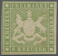 * Württemberg - Marken Und Briefe: 1857, Wappenausgabe 6 Kr. Gelblichgrün Mit Seidenfaden, Ungebraucht - Autres & Non Classés