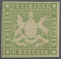 * Württemberg - Marken Und Briefe: 1857, Wappenausgabe 6 Kr. Gelblichgrün Mit Seidenfaden, Ungebraucht - Sonstige & Ohne Zuordnung