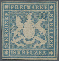 (*) Württemberg - Marken Und Briefe: 1857, 18 Kr. Hellblau Mit Seidenfaden, Ungebraucht Ohne Gummi, Sehr - Autres & Non Classés