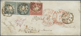 Br Württemberg - Marken Und Briefe: 1857, 18 Kr. Hellblau, Waagerechtes Paar Mit 9 Kr. Karmin Auf Trans - Andere & Zonder Classificatie