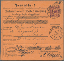 GA Württemberg - Marken Und Briefe: 1878/1891, 3 Postanweisungen Aus Stuttgart Nach Neresheim (A14), Na - Autres & Non Classés