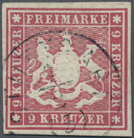 O Württemberg - Marken Und Briefe: 1865, 9 Kreuzer Rosakarmin DER GEBRAUCHTE NEUDRUCK, Allseits Breitr - Andere & Zonder Classificatie