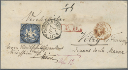 Br Württemberg - Marken Und Briefe: 1859, Einzelfrankatur 18 Kr. Dunkelblau Ohne Seidenfaden Mit Platte - Andere & Zonder Classificatie