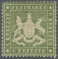 * Württemberg - Marken Und Briefe: 1860, Wappenausgabe 6 Kr. (hell)grün, Eng Gezähnt, Dickes Papier, U - Autres & Non Classés