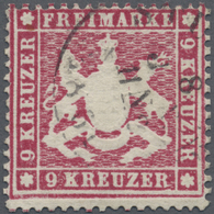 O Württemberg - Marken Und Briefe: 1860, 9 Kreuzer Karmin Mit Seltenem PLATTENFEHLER "Kerbe Unter Letz - Altri & Non Classificati