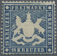 * Württemberg - Marken Und Briefe: 1861, 18 Kr. Dunkelblau, Enge Zähnung, Dünnes Papier, Ungebraucht M - Autres & Non Classés