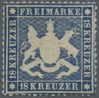 (*) Württemberg - Marken Und Briefe: 1861, Wappenausgabe 18 Kr. Dunkelblau, Dünnes Papier, Ungebraucht M - Andere & Zonder Classificatie