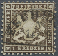 O Württemberg - Marken Und Briefe: 1862, Wappen 1 Kr. Braun, Gestempelt, Gez. 10, Mi. 550,- - Autres & Non Classés