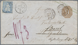 GA Württemberg - Marken Und Briefe: 1865 (16.10.) Württemberg GA-Umschlag 9 Kr. Braun Mit Schweiz Sitze - Sonstige & Ohne Zuordnung