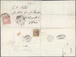 Br Württemberg - Marken Und Briefe: 1865, ZWEI-LÄNDER-FRANKATUR 3 Kr. Durchstochen + Frankreich 1862 Na - Autres & Non Classés