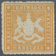 * Württemberg - Marken Und Briefe: 1865, Wappenausgabe 18 Kr. Orangegelb Mit Durchstich, Ungebraucht M - Andere & Zonder Classificatie