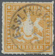O Württemberg - Marken Und Briefe: 1865, Wappen 18 Kreuzer Durchstochen, Orangegelb Mit Plattenfehler: - Altri & Non Classificati