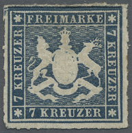 * Württemberg - Marken Und Briefe: 1868, 7 Kr. Schieferblau, Ungebraucht Mit Grossen Teilen Originalgu - Altri & Non Classificati
