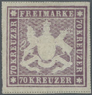 (*) Württemberg - Marken Und Briefe: 1873, 70 Kr. Violettbraun, Einfache Linien, Ungebraucht Ohne Gummi, - Altri & Non Classificati
