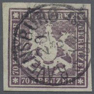 O Württemberg - Marken Und Briefe: 1873, 70 Kreuzer Dunkelviolettbraun Entwertet Mit Zentrisch Klarem - Autres & Non Classés