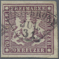 O Württemberg - Marken Und Briefe: 1873, Wappen 70 Kr. In A-Farbe Violettbraun, Einfache Linien Mit Fä - Autres & Non Classés