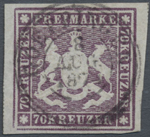 O Württemberg - Marken Und Briefe: 1873, 70 Kr. Wappen Braunlila, Zentrisch Entwertet Mit Stempel Göpp - Autres & Non Classés