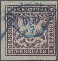 O Württemberg - Marken Und Briefe: 1873: 70 Kr Braunlila, Voll-breitrandig. Im Breiten Rand Min. Eckhe - Sonstige & Ohne Zuordnung