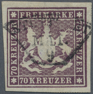 O Württemberg - Marken Und Briefe: 1873, Wappenausgabe 70 Kreuzer Braunlila, Erste Auflage, Farbfrisch - Sonstige & Ohne Zuordnung