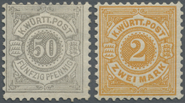 * Württemberg - Marken Und Briefe: 1878, 50 Pf Braungrau Und 2 M Gelborange Ungebraucht Mit Falzspur, - Autres & Non Classés