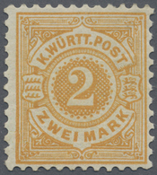 * Württemberg - Marken Und Briefe: 1875, 2 Mark Gelborange Ungebraucht Mit Originalgummi Und Falzspur, - Sonstige & Ohne Zuordnung