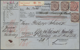 Br Württemberg - Marken Und Briefe: 1890, Pracht-Paketkarte Mit Dreimal 50 Pf. Dunkellilabraun + 10 Pf. - Autres & Non Classés