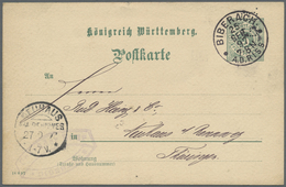 GA Württemberg - Ganzsachen: 1897. Postkarte 5 Pf Grün Ziffer Mit Perfin "G.B.". Gebraucht Von "Biebera - Sonstige & Ohne Zuordnung