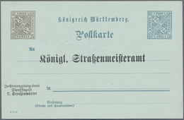 GA Württemberg - Ganzsachen: Dienstpostkarte 3 Neben 2 Pf. Auf Bläulichem Karton, Ungebraucht, Mit Druc - Andere & Zonder Classificatie