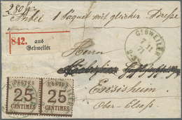 Br Elsass-Lothringen - Marken Und Briefe: 1870, Kleiner Paketbegleitbrief Mit Paar 25 C Dunkelbraun Mit - Autres & Non Classés