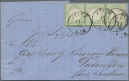 Br Deutsches Reich - Brustschild: 1872, Kleiner Schild 1/3 Gr. Dunkelgrün Im Dreierstreifen Von "ZEITZ - Unused Stamps
