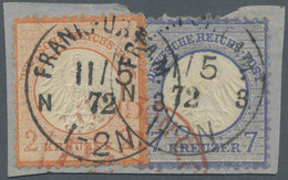 Brfst Deutsches Reich - Brustschild: 1872, 2 Kr. Rötlichorange Und 7 Kr. Grauultramarin Mit Kleinem Schild - Ungebraucht