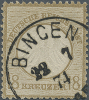 O Deutsches Reich - Brustschild: 1872, 18 Kreuzer Kleiner Schild Mit Klarem K1 "BINGEN", Die Marke Ist - Unused Stamps