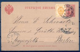 1894 , RUSIA IMPERIO , ENTERO POSTAL CIRCULADO A MARIENFELDE , LLEGADA , FR. COMPLEMENTARIO - Lettres & Documents