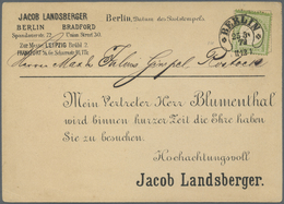 Br Deutsches Reich - Brustschild: 1872 Grosser Schild 1/3 Groschen Grün Auf Vorgedruckter Vertreter Kar - Unused Stamps