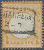 O Deutsches Reich - Brustschild: 1872, ½ Gr. Orange Großer Schild Mit PLATTENFEHLER „Kreisbruch Unter - Neufs