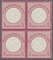 ** Deutsches Reich - Brustschild: 1872, 3 Kr. Perfekt Zentrierter Luxus-Block, Variante: Adlerprägung E - Ungebraucht