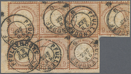 Brfst Deutsches Reich - Brustschild: 1872, Grosser Schild 9 Kreuzer Rötlichbraun Im SIEBENER-BLOCK Mit K2 - Unused Stamps