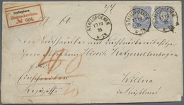 Br Deutsches Reich - Pfennige: 1875, 20 Pfennige Ultramarin, Senkr. Paar Als MeF Auf Faltbrief (Kontuma - Lettres & Documents