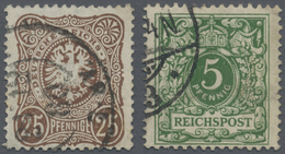 O Deutsches Reich - Pfennige: 1879/1892, 25 Pfennige Dunkelbraun (gepr. Jäschke BPP) Und 5 Pf Breite M - Covers & Documents