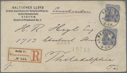 Br Deutsches Reich - Pfennig: 1888, Brief Per Einschreiben Mit Zwischensteg-Paar 20 PFENNIG Ultramarin, - Unused Stamps