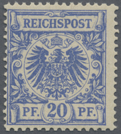 ** Deutsches Reich - Krone / Adler: 1889, Krone/Adler 20 Pf. Frühauflage Mittelultramarin (UV Blau) Ein - Ungebraucht