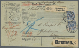 Br Deutsches Reich - Krone / Adler: 1889, 2 Mark (5-er ZwSteg-Streifen), 6x25 Pf. Etc. Auf Auslandpaket - Ongebruikt