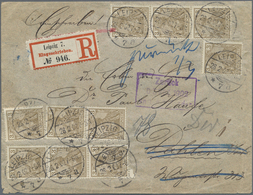 Br Deutsches Reich - Germania: 1900, 3 Pf Dkl'ockerbraun, 10 Stück Als Portogerechte Massen-MeF Auf Ein - Unused Stamps