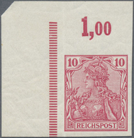 ** Deutsches Reich - Germania: 1900, 10 Pfg. Germania Linke Obere Bogenecke, Oben Links Im Außenrand Gu - Ungebraucht