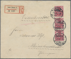 Br Deutsches Reich - Germania: 1900, 10 Pf Dkl'rotkarmin Germania Reichspost, Senkr. 3er-Streifen Als P - Nuovi