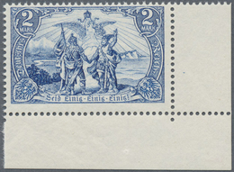 ** Deutsches Reich - Germania: 1902, 2 Mark, Ungefaltete Rechte Untere Luxus-Bogenecke, (Attestkopie Jä - Unused Stamps